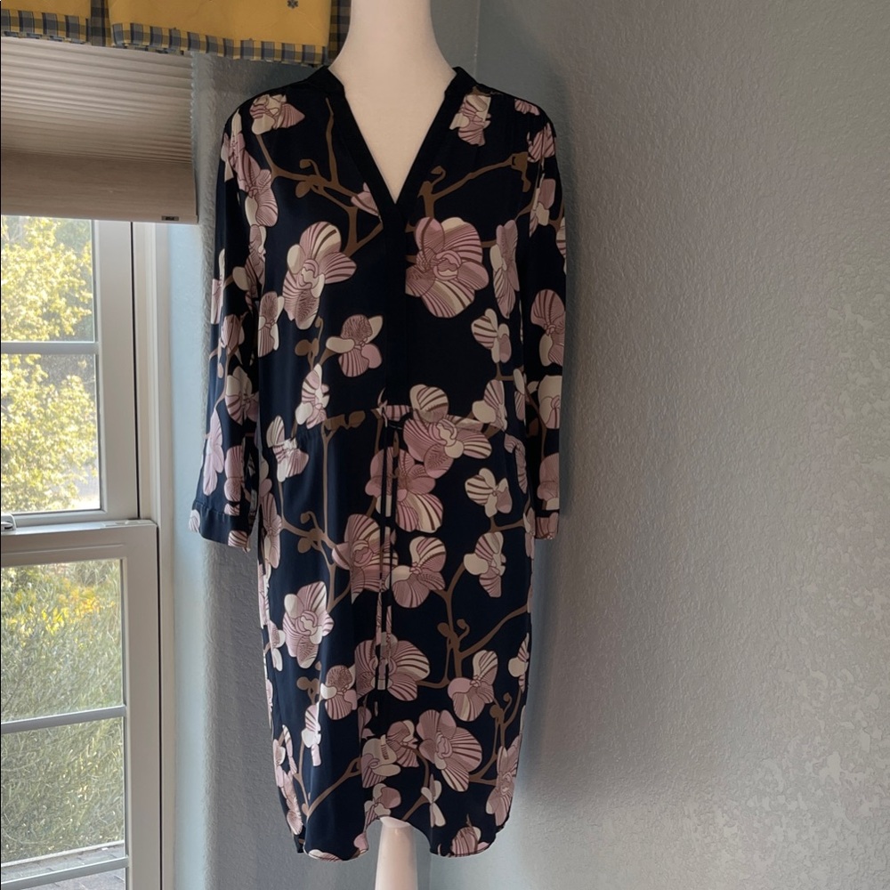 Diane Von Furstenberg Navy and Pink Floral Mini Dress